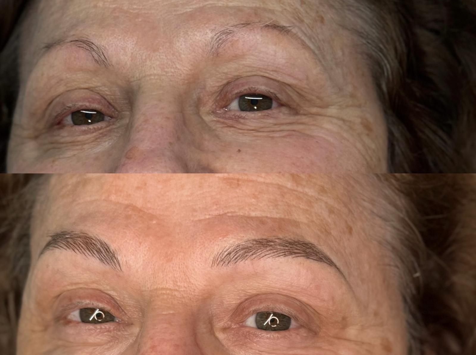 Avant après d’un MICROBLADING manuel réalisé chez la fée des jolies experte du regard